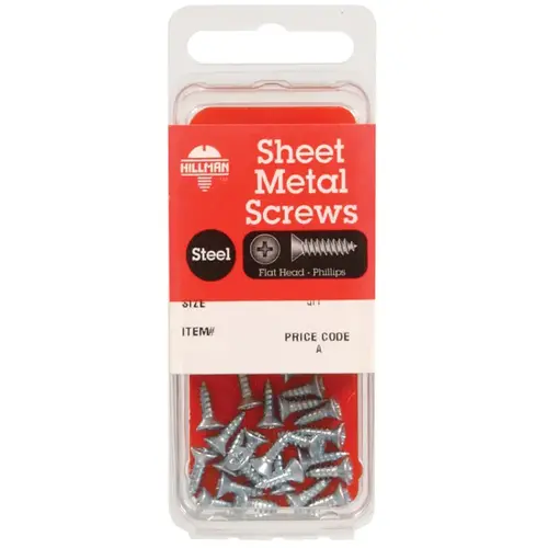 Sheet Metal Screws No. 10 X 1-1/2" L Phillips Flat Head Zinc-Plated