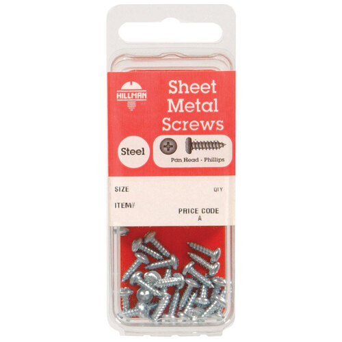 Sheet Metal Screws No. 8 X 3/8" L Phillips Pan Head Zinc-Plated