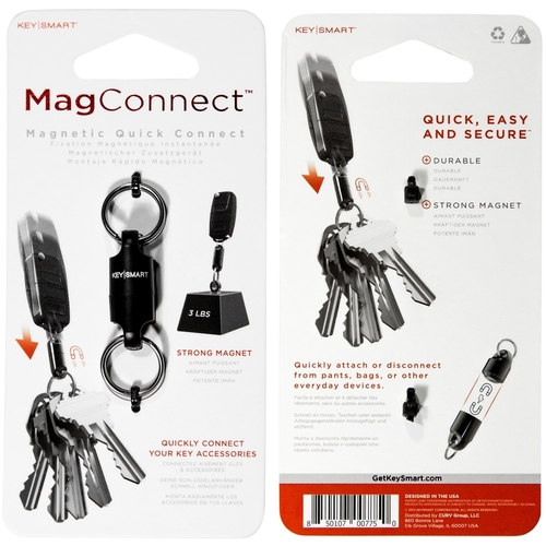 KeySmart KS814-SS-XCP6 Magnetic Key Holder Mag Connect Steel Black Black - pack of 6