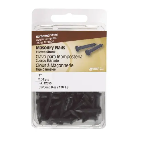 Nail 1" Masonry Steel Flat Head Black