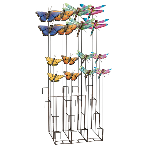 Outdoor Garden Stake Assorted Metal 36.5" H Butterfly/Dragonfly Assorted - pack of 16