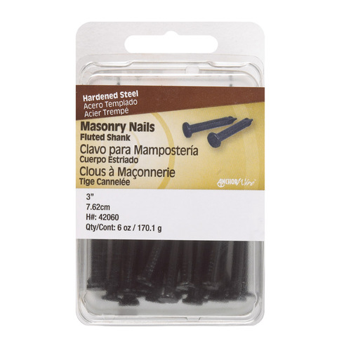 Nail 3" Masonry Steel Flat Head Black