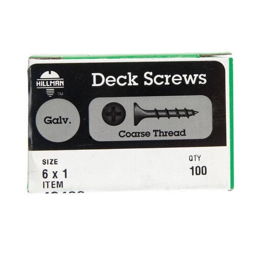 Deck Screws No. 6 S X 1" L Phillips Bugle Head Galvanized