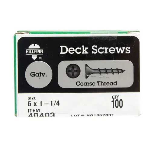 Deck Screws No. 6 X 1-1/4" L Phillips Bugle Head Galvanized