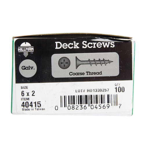 Deck Screws No. 6 X 2" L Phillips Bugle Head Galvanized