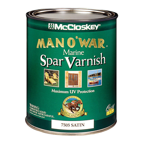 Man O' War 080.000.005 Marine Spar Varnish, Satin, Clear, Liquid, 1 qt, Can - pack of 4