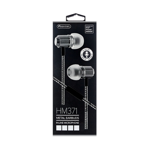 SENTRY HM371 Earbud w/Microphone Stereo Gray