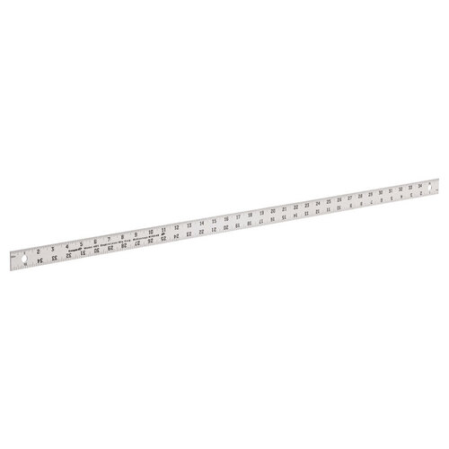 Heavy-Duty Straight Edge, 0 to 36 in, Aluminum, 1 in W Silver