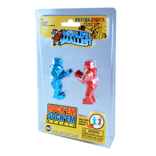 Rock Em Sock Em Robots Worlds Smallest Plastic Red and Blue 2 pc Red and Blue