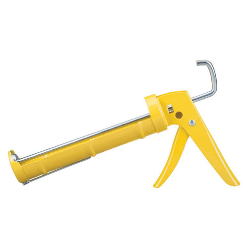 Caulking Gun Professional Metal Ratchet Rod Cradle Yellow