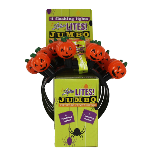 Lotsa Lites H-JMBHB-XCP24 Flashing Headband Halloween Pumpkin Plastic Multicolored - pack of 24