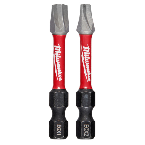 Milwaukee 48324443 Impact Power Bit Set Shockwave ECX 1 and 2 S X 2" L Steel