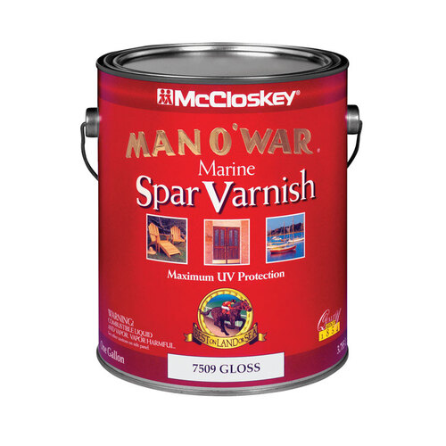 Man O' War 080.000.007 Marine Spar Varnish, Gloss, Clear, Liquid, 1 gal