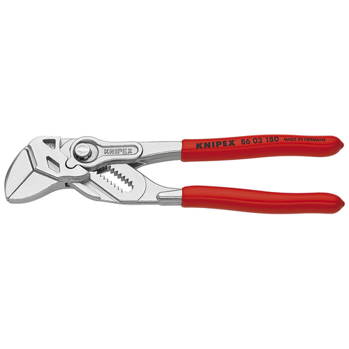 Knipex 86 03 180 SBA Pliers Wrench 7-1/4" Chrome Vanadium Steel Smooth Jaw Red
