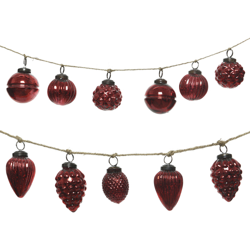 Decoris 640275 Indoor Christmas Decor Red Bauble and Acorn Red