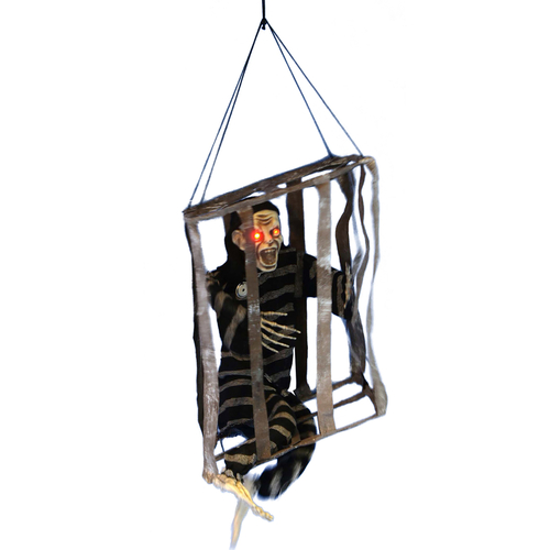 Celebrations H1S0W517 Hanging Decor Prelit Hanging Skeleton in Jail