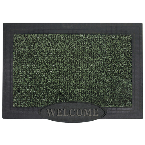 GrassWorx 10372051 Door Mat Clean Machine 36" L X 24" W Evergreen Welcome Indoor and Outdoor Polyethylene/Rubber Evergreen