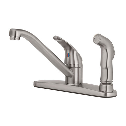 Kitchen Faucet Essentials One Handle Brushed Nickel Side Sprayer Included Brushed Nickel