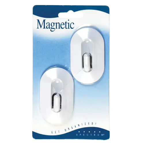 Hooks 2-1/2" L White Plastic Magnetic Classic White Pair