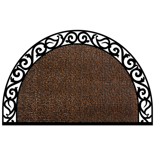 GrassWorx 10374072 Door Mat Wrought Iron 36" L X 24" W Brown Halfmoon Polyethylene/Rubber Brown