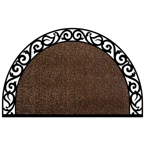 Door Mat Wrought Iron 36" L X 24" W Brown Halfmoon Polyethylene/Rubber Brown