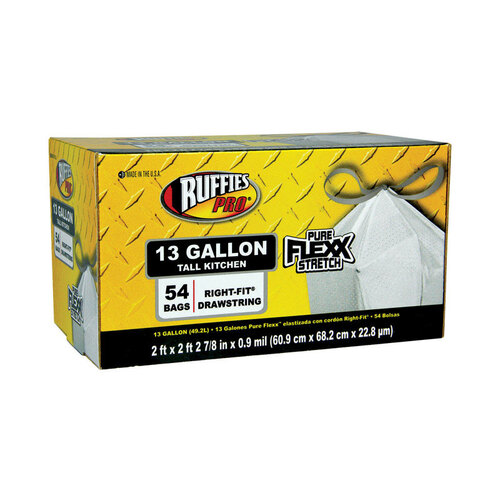 Ruffies 1061473 Tall Kitchen Bags Pro 13 gal Drawstring White