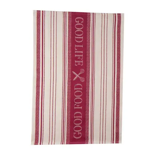 Tea Towel Cooks Kitchen Marsala Cotton Embroidered Marsala - pack of 6