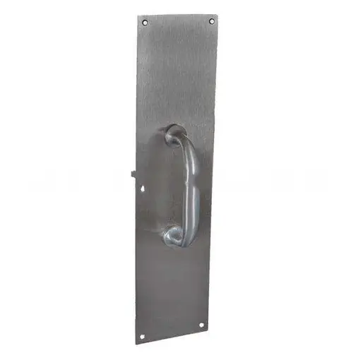 4" x 16" Square Corner Pull Plate with 5" 1117 Pull Satin Chrome by Satin Stainless Steel Finish