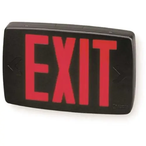 Quantum 1-Light Red Stencil 1-Watt Matte Black Integrated LED Exit Sign