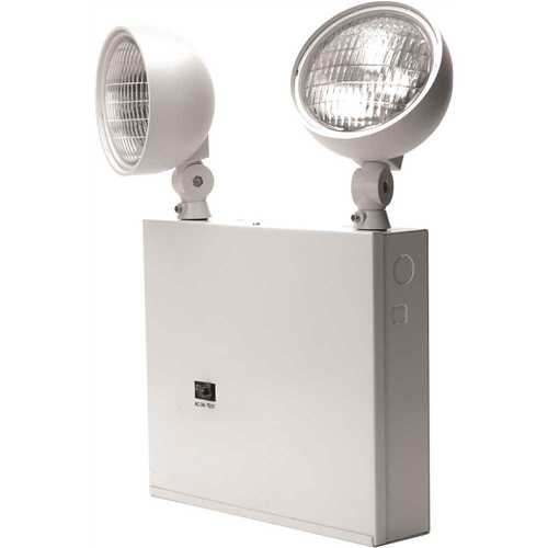 New York Approved 2-Head White Steel Emergency Fixture Unit