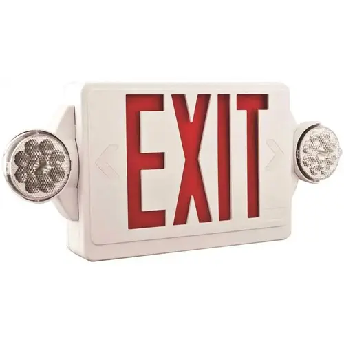 Contractor Select LHQM Series 120/277-Volt Integrated LED White and Red Exit Emergency Combo W/9.6V BTRY