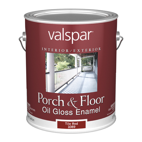 Valspar 027.0001089.007 027.000.007 Porch and Floor Enamel Paint, High-Gloss, Tile Red, 1 gal