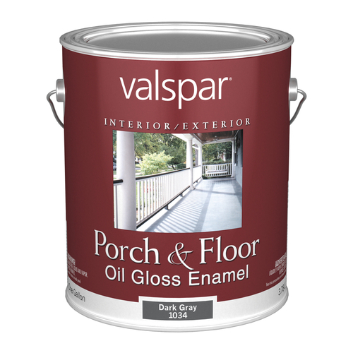 Valspar 027.0001034.007 027.000.007 Porch and Floor Enamel Paint, High-Gloss, Dark Gray, 1 gal