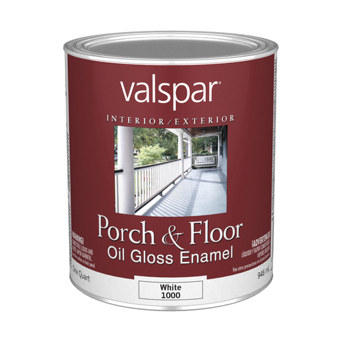 027.000.005 Porch and Floor Enamel Paint, High-Gloss, White, 1 qt Can