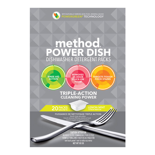 Method 01759 Dishwasher Detergent Power Dish Lemon Mint Scent Pods 20 oz