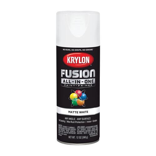 Fusion Primer and Spray Paint, Matte, White, 12 oz, Aerosol Can