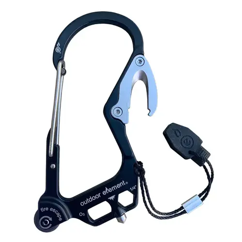 Outdoor Element FEBLK Multi Tool Fire Escape Black Carabiner Black