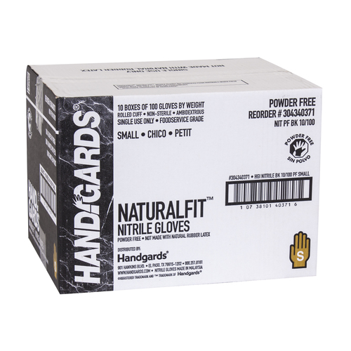 Handgards Naturalfit Nitrile Powder Free Black Small Glove, 100 Each
