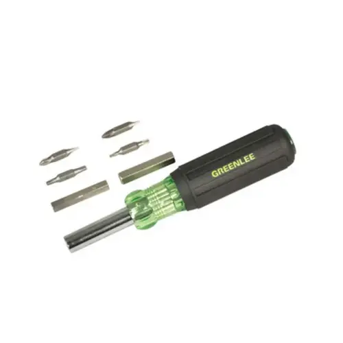 Greenlee 0153-47C Multi-Bit Screwdriver 1/4, 5/16, 3/8" 11-in-1 Black/Green