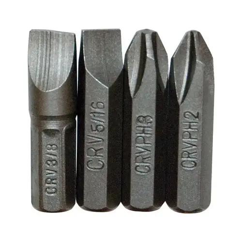 Great Neck IMB4 Screwdriver Bit Set Phillips/Slotted/Square Multi Size X 1" L Chrome Vanadium Steel 4