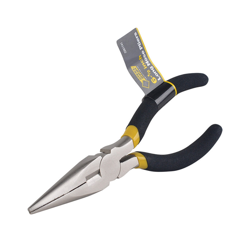 Steel Grip 2261741 Long Nose Pliers 6-1/2" Carbon Steel Black/Yellow