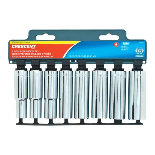 Deep Well Socket Set Assorted Sizes X 1/2" drive Metric 6 Point