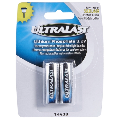 Ultralast UL14430SL-2P Solar Rechargeable Battery Lithium Phosphate 14430 3.2 V 0.4 Ah Pair