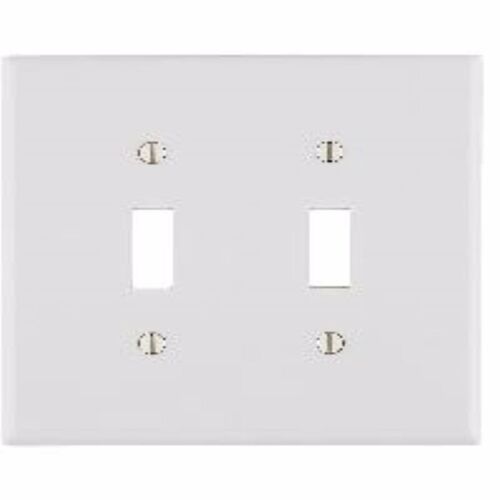 Leviton 88009-2AW Wall Plate Antimicrobial Powder Coated White 2 gang Thermoset Plastic Toggle Antimicrobial Powder Coated