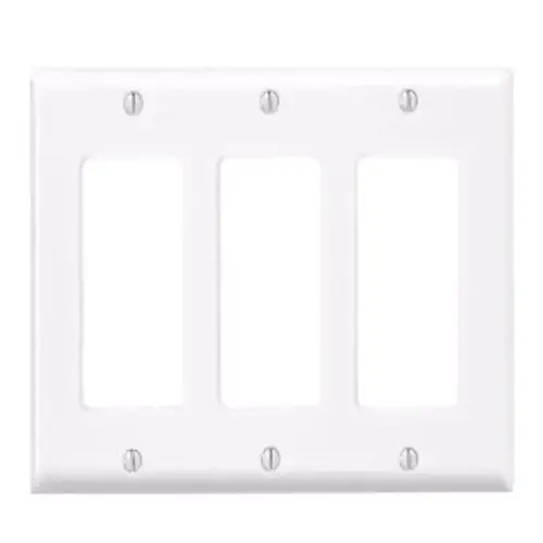 Wall Plate Antimicrobial Powder Coated White 3 gang Thermoset Plastic Decora Antimicrobial Powder Coated