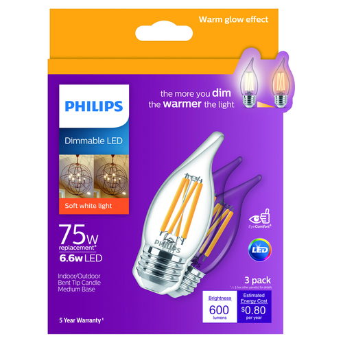 Philips 556498 LED Bulb BA11 E26 (Medium) Soft White 75 Watt Equivalence Clear