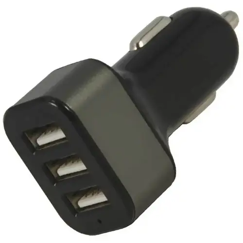 3 Port USB Car Charger  Black