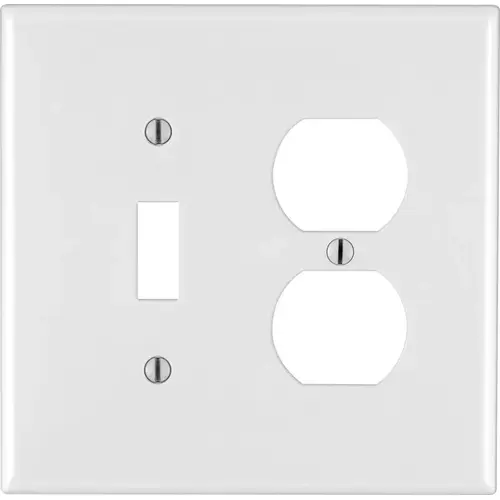 Wall Plate White 2 gang Thermoplastic Nylon Duplex/Toggle White