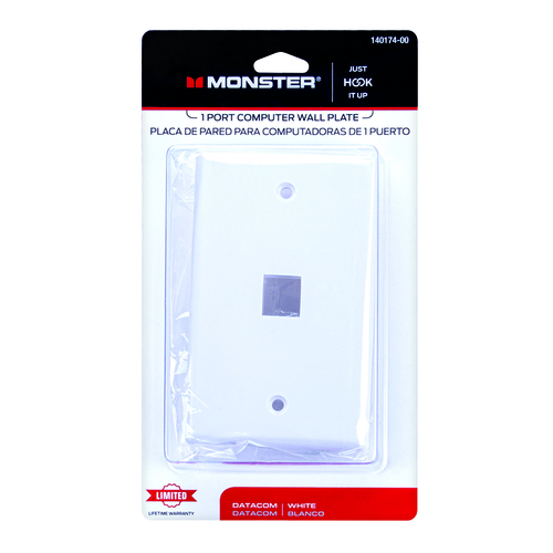Monster 140174-00 Wall Plate Just Hook It Up White 1 gang Plastic Keystone White