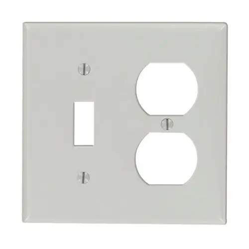 Wall Plate Gray 2 gang Thermoset Plastic Duplex/Toggle Gray